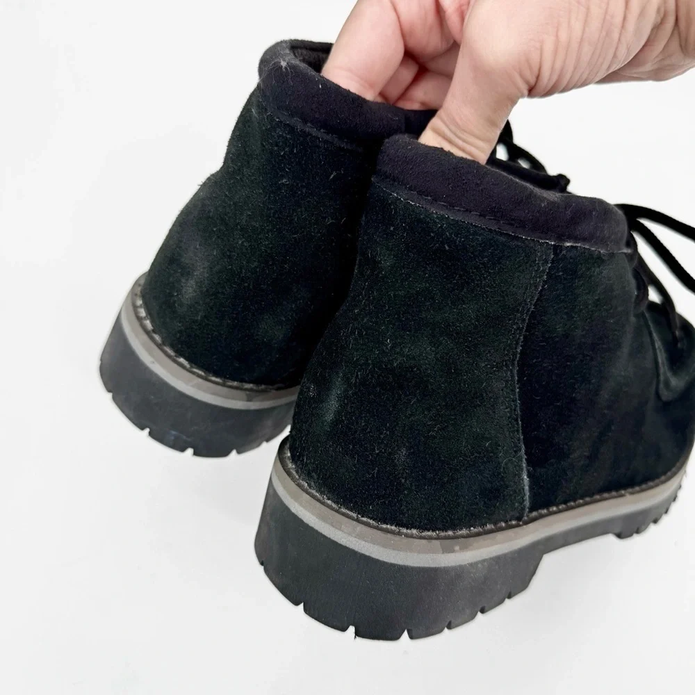 Y2K NO BOUNDARIES NoBo 90s Black Suede Chunky Lug Sole Platform Moc-Toe Boots